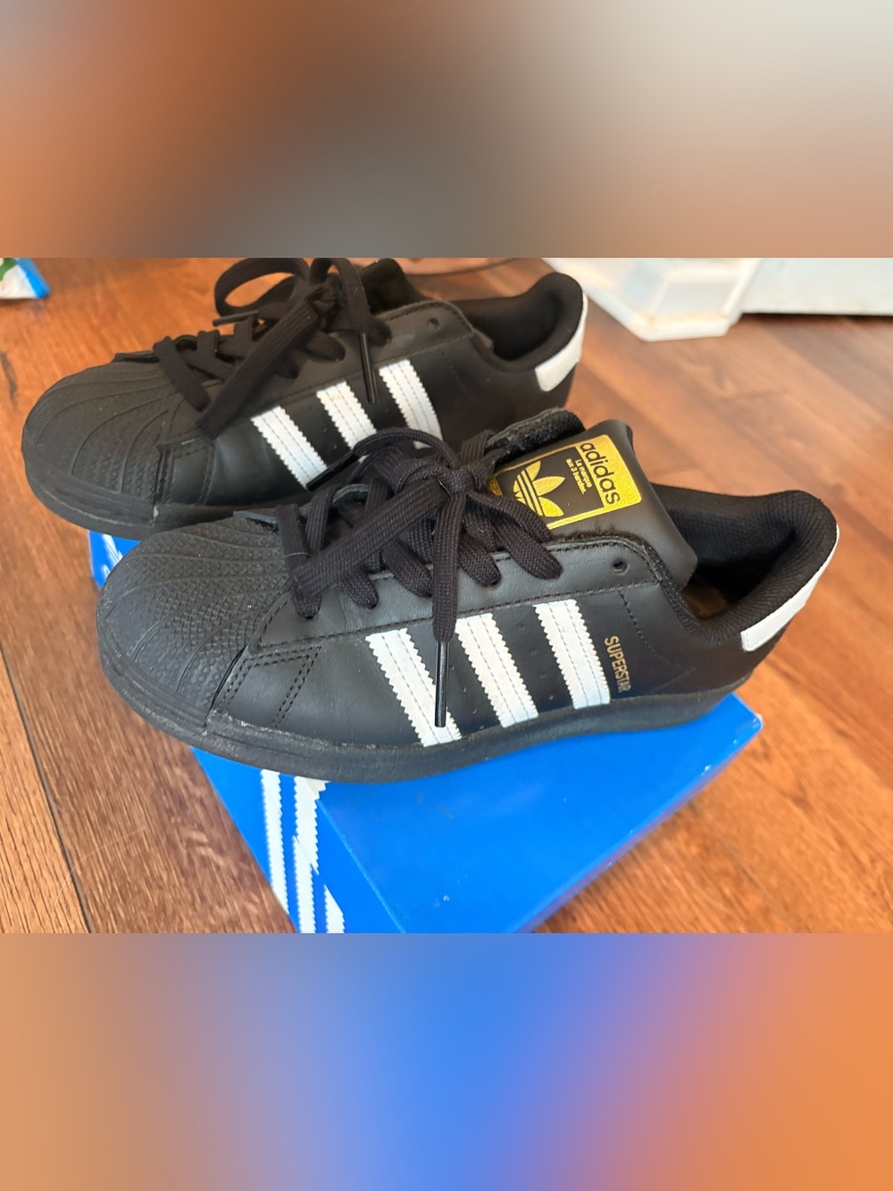 Addidas Superstar Men's Black with White Stripes Sneakers
